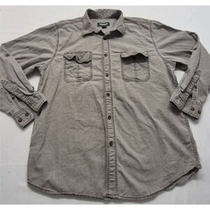 Outdoor Life men's gray long sleeve button up pocket shirt LG 100% Cotton